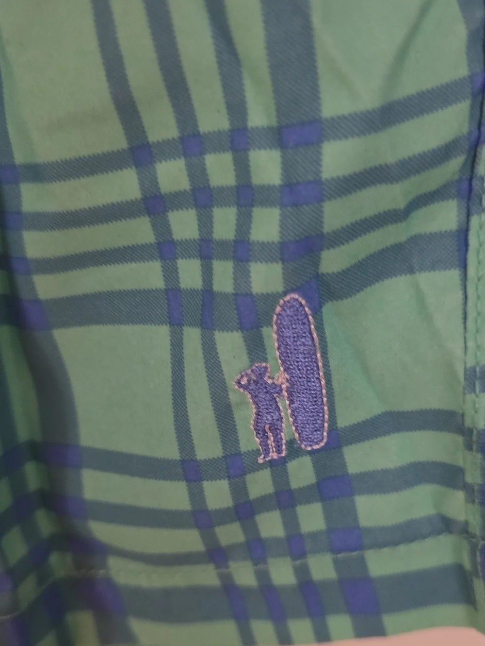 johnnie-O Medium Green Plaid Swim Trunks with Blue Drawstring Like New